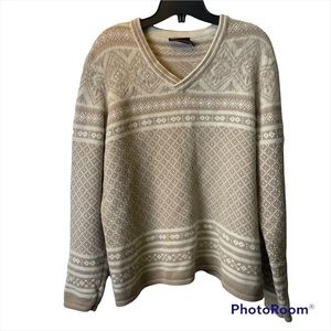 DENVER HAYES cream and tan 2XL women’s sweater neck Crewneck